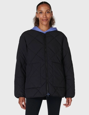On The Move Quilted Jacket - Black DoubleLayered Collar