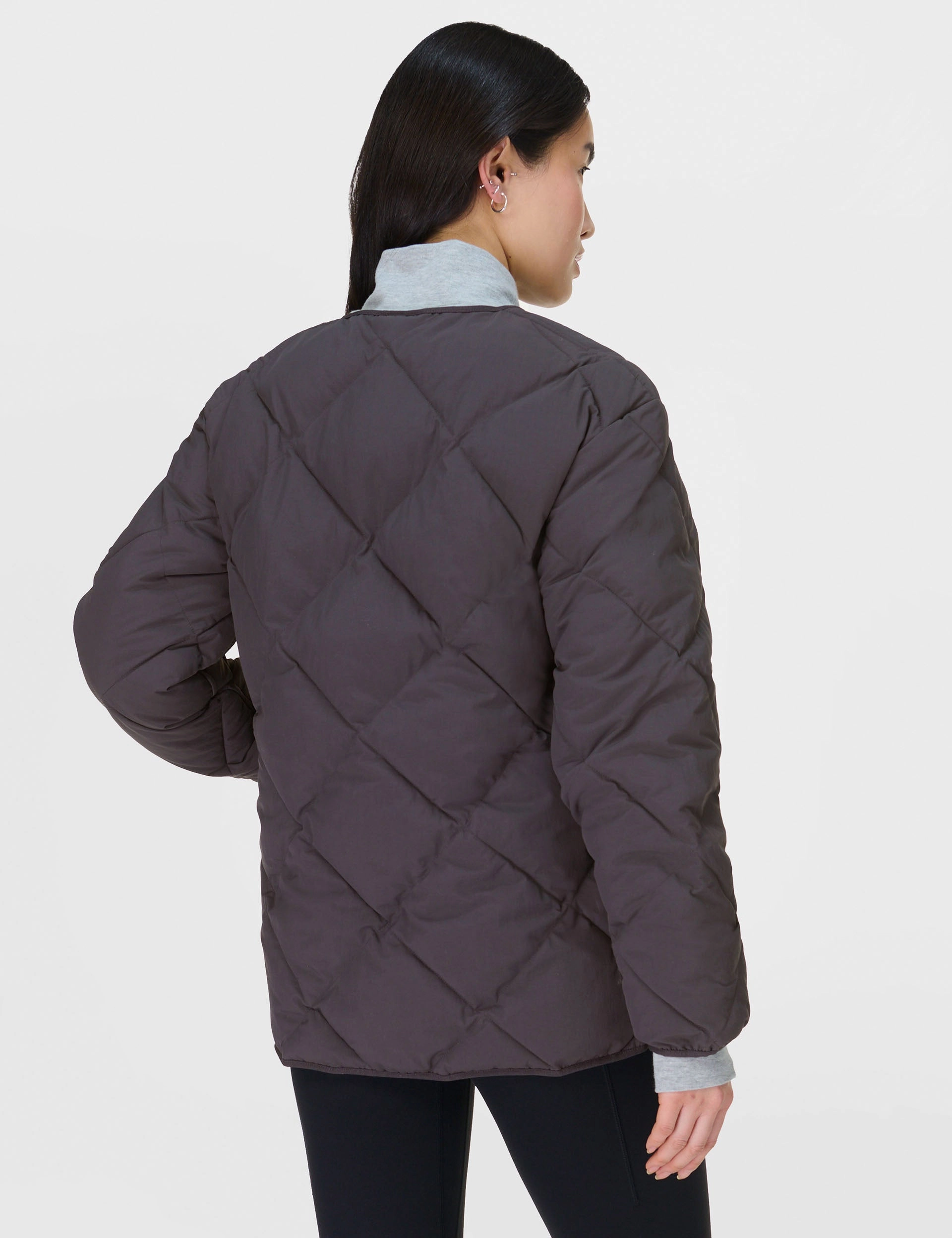 On the Move Quilted Jacket - Urban Grey Quick Access Pockets