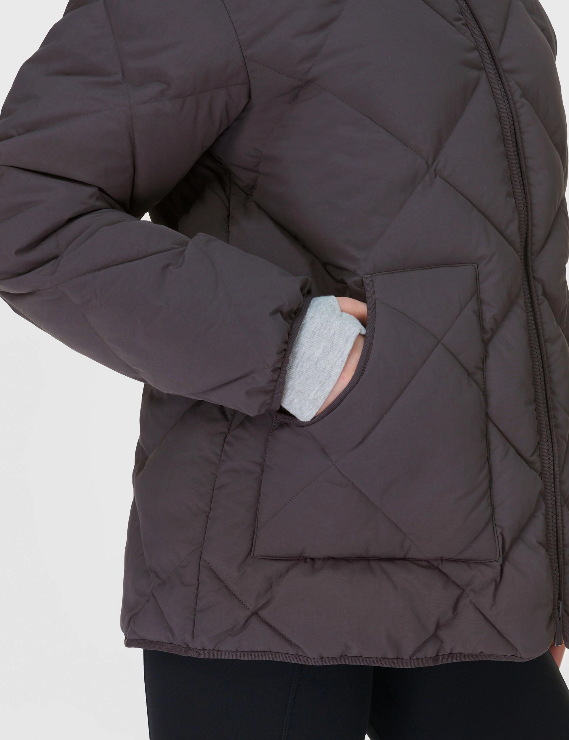 On the Move Quilted Jacket - Urban Grey Reflective Detailing Modular Attachment Points