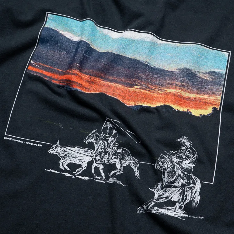 One Of These Days In Another Time Tee - Washed Black cargo pants silhouette wrap waist