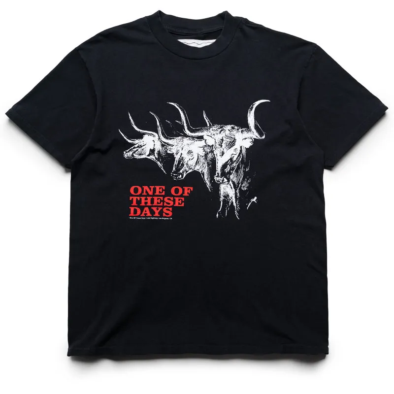 One Of These Days Long Horn Tee - Washed Black low demand Buttoned