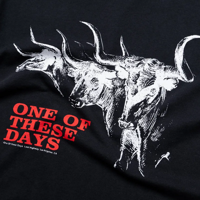 One Of These Days Long Horn Tee - Washed Black theme park event