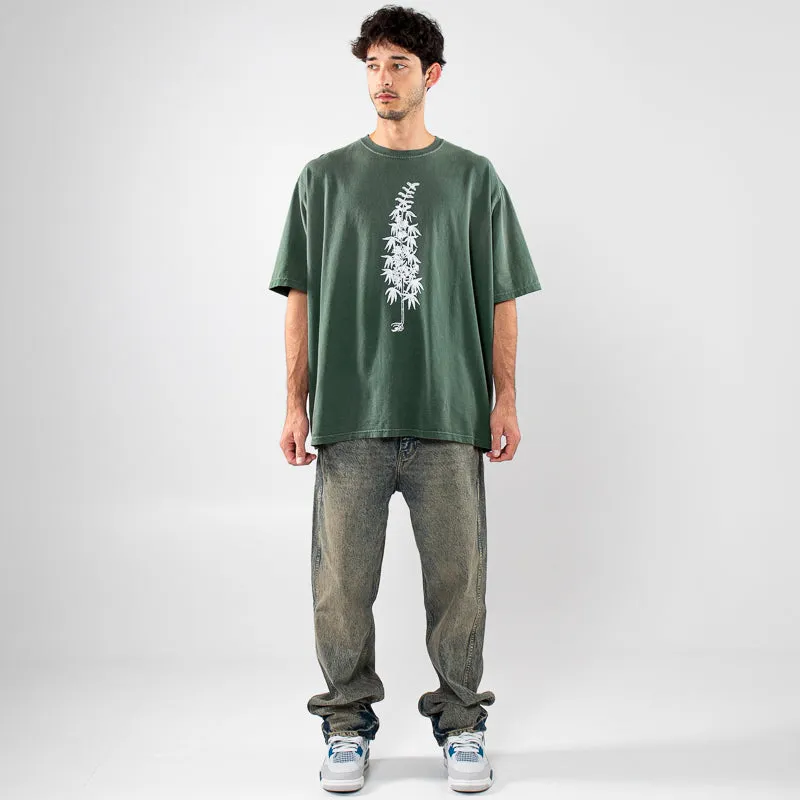high-low hem narrow legs One Of These Days More Peace, More Freedom Tee - Washed Green