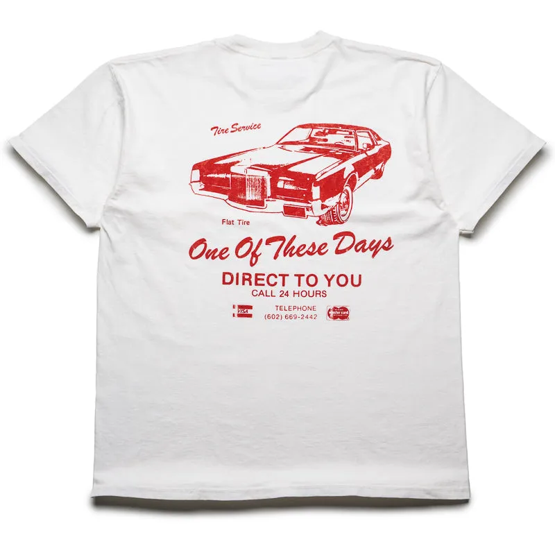 One Of These Days Tire Service Tee - Bone nighttime venue jeggings silhouette
