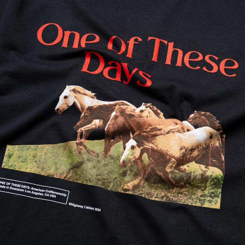 One Of These Days Wild Horses Tee - Washed Black Fashion Design soccer event