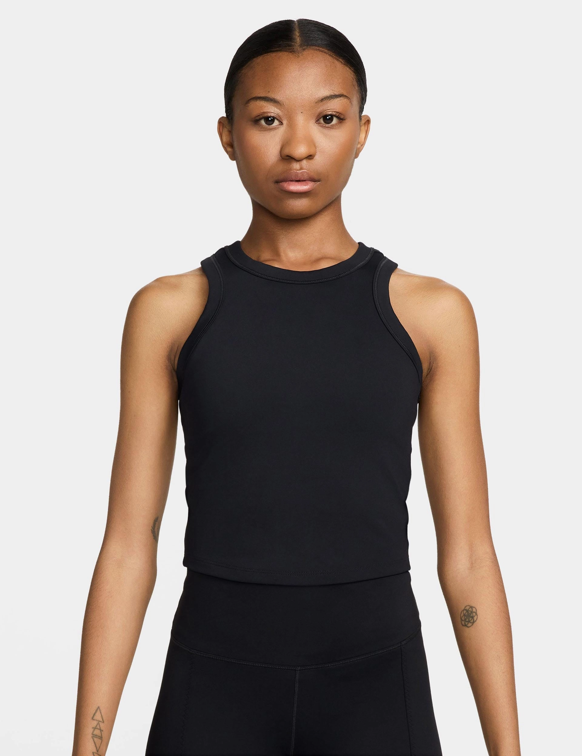 Flexible Armhole Design Minimal Lightness One Fitted Dri-FIT Cropped Tank Top - Black