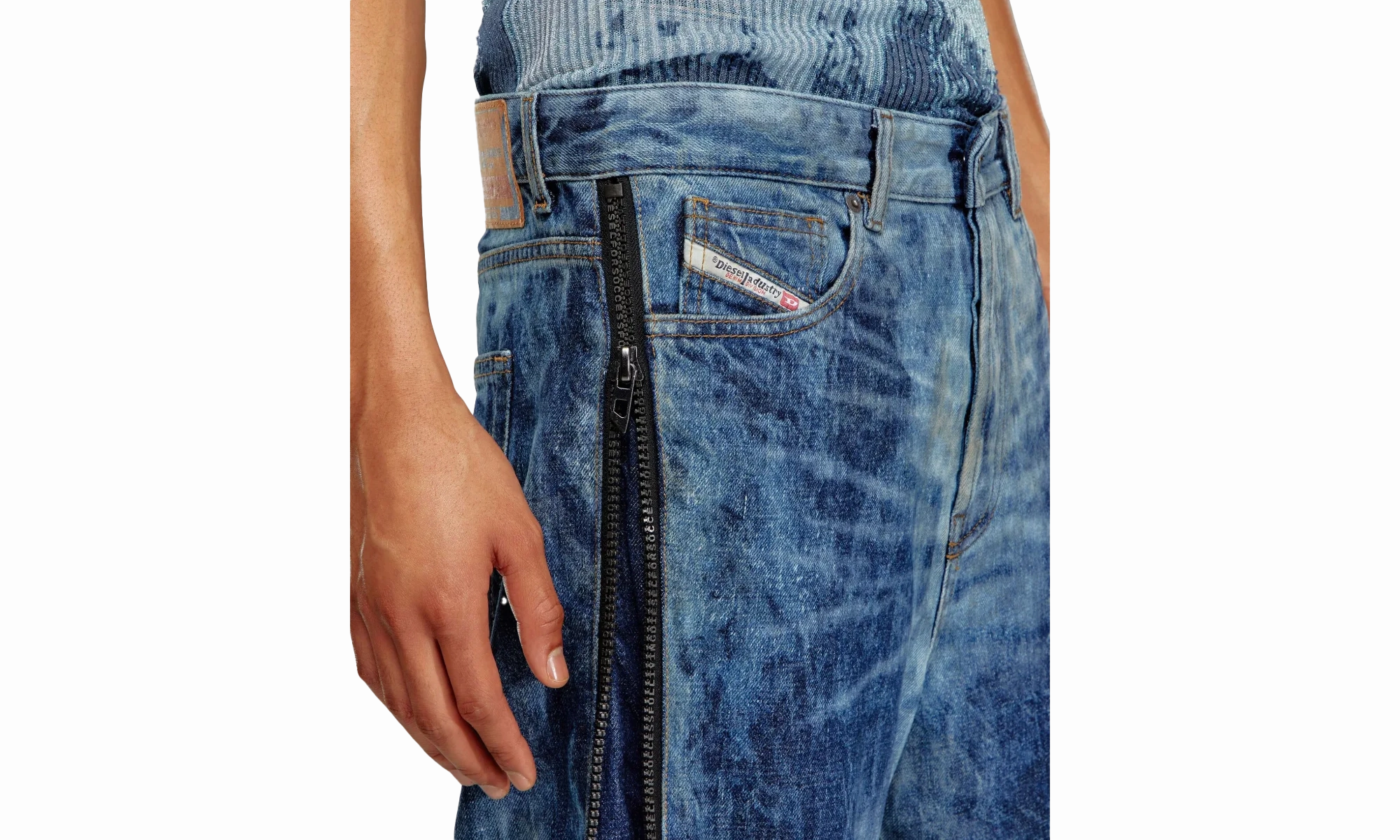SIDE ZIP RELAXED JEANS "Blue" Festival Outfit Urban Explorer Casual Comfort