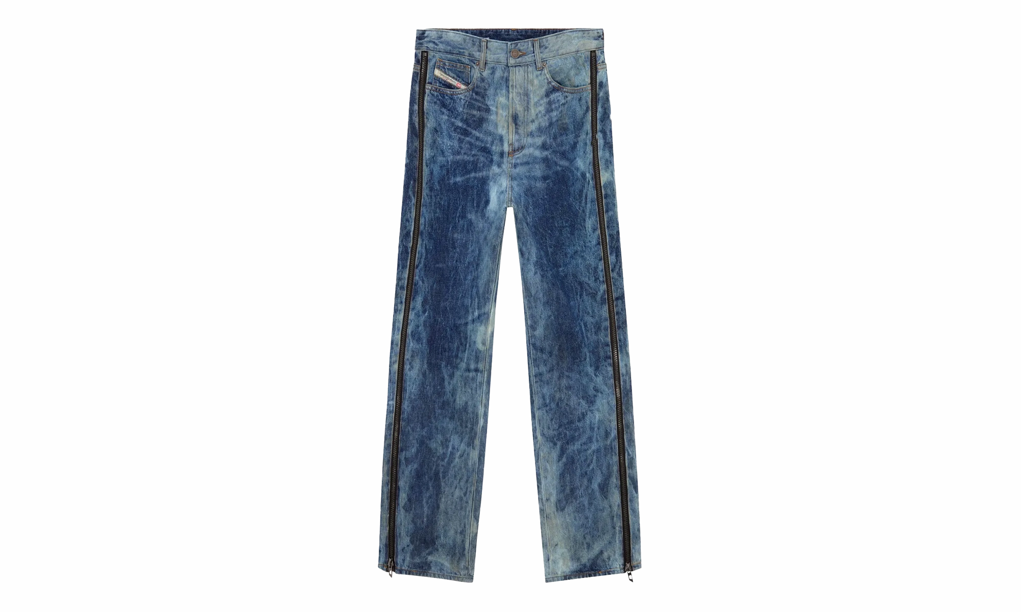 Streetwear Fan Evening Stroll Elegant No Gap Waist Engineering SIDE ZIP RELAXED JEANS "Blue"