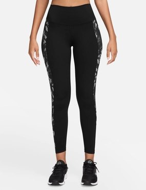 Contour Hug Moisture Wicking Technology One High Waisted 7/8 Printed Leggings - Black