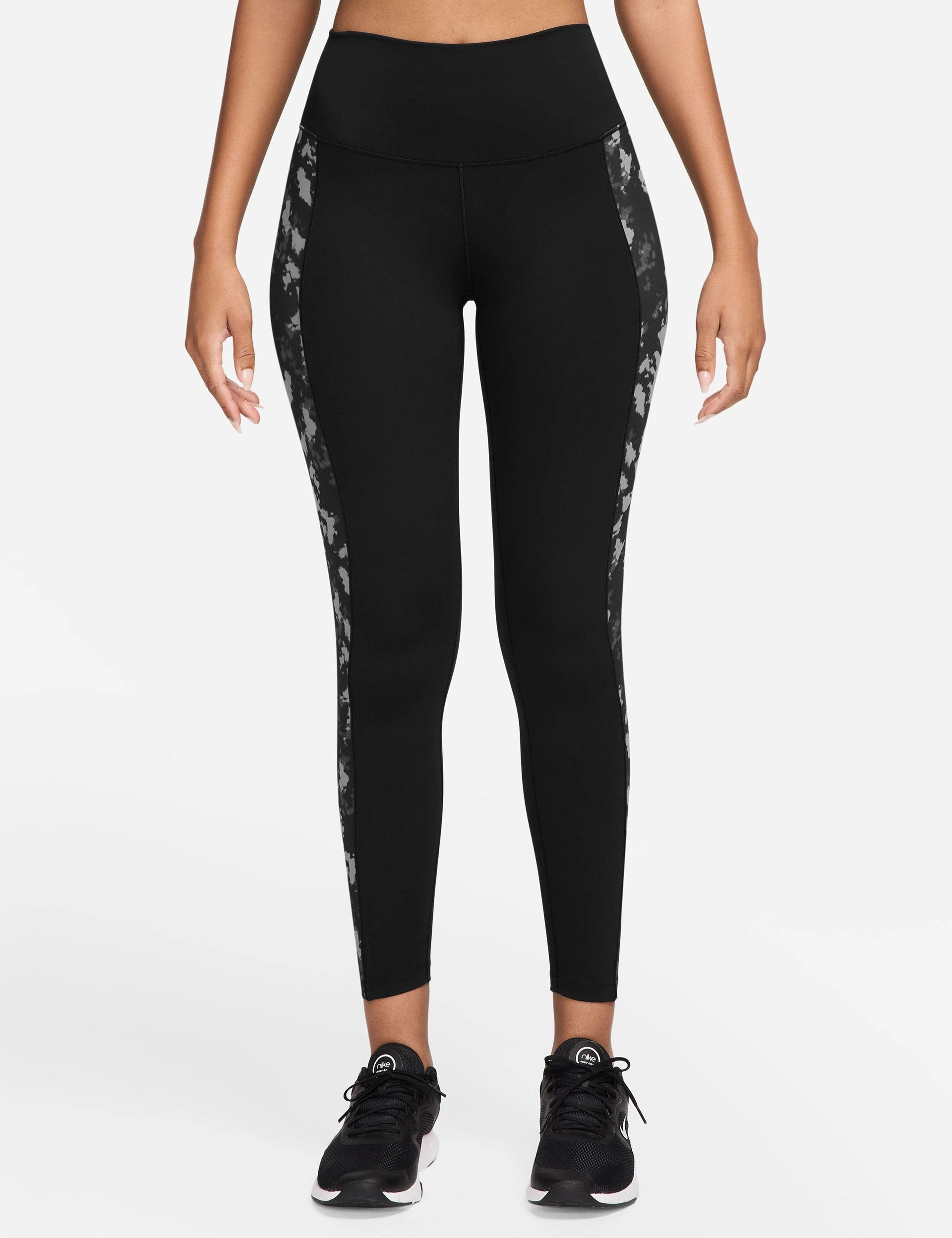 Contour Hug Moisture Wicking Technology One High Waisted 7/8 Printed Leggings - Black