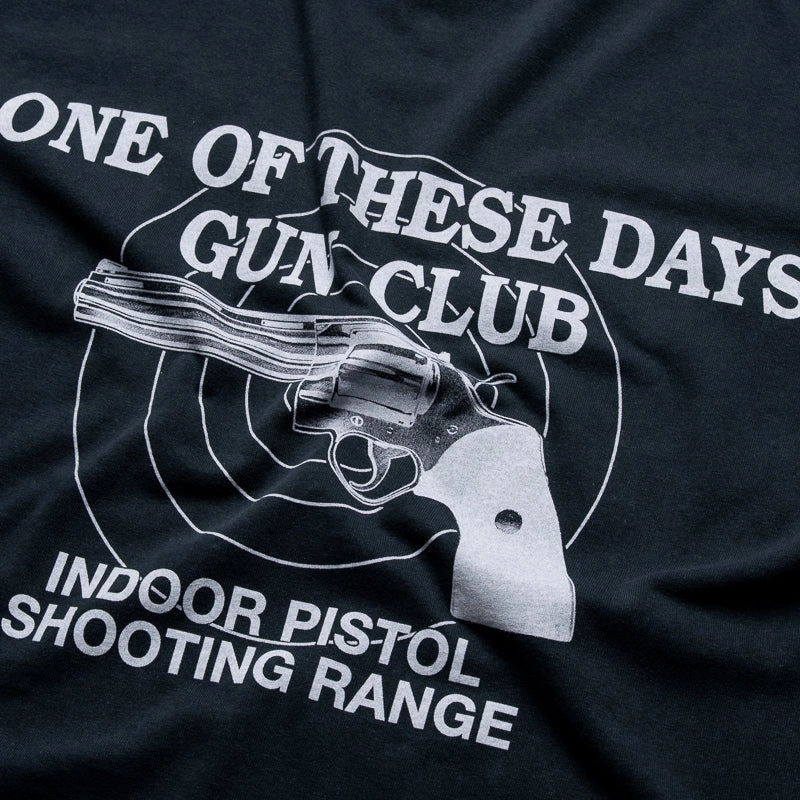 One Of These Days Gun Club Tee - Washed Black linen shirt Two Button Closure System