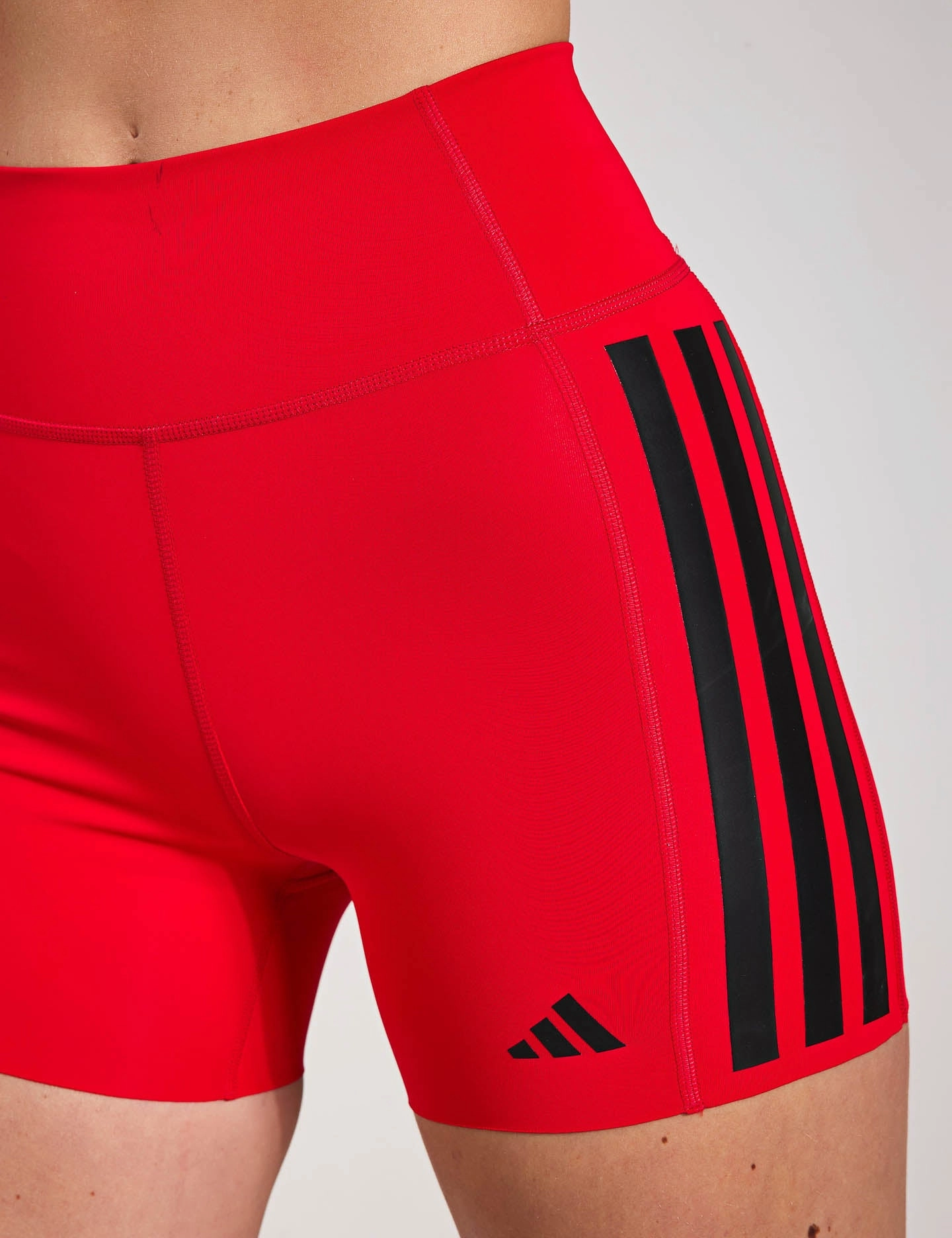 All Season Optime 3-Stripes 1/4 Short Leggings - Pure Ruby