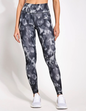 Reflective details Optime Essentials Allover Print Flower Tie-Dye Leggings - Black/Grey Five