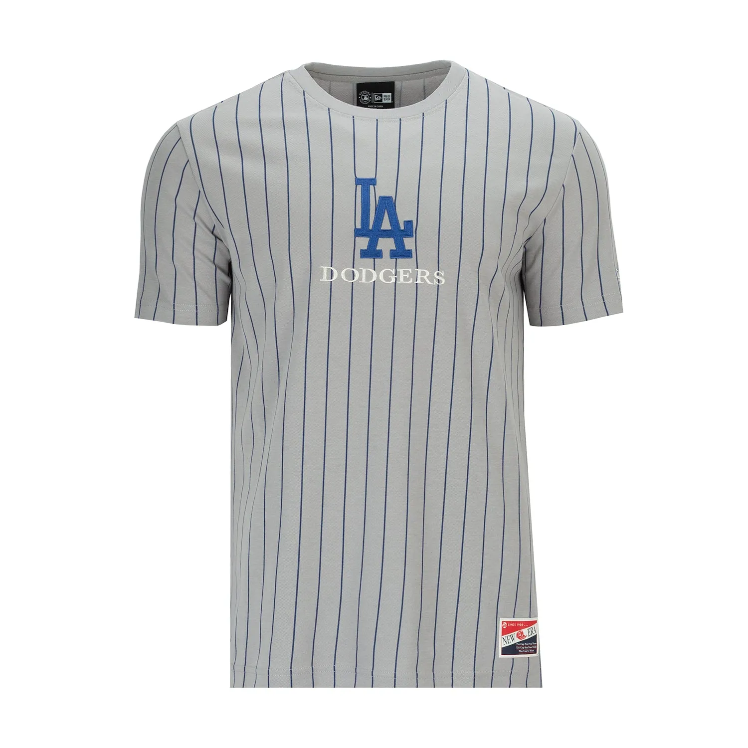 Dodgers Team Logo Pinstripe Tee - Mens AntiSnag Threading