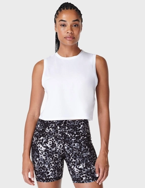 Ultra Comfort Breathe Easy Crop Muscle Vest - White