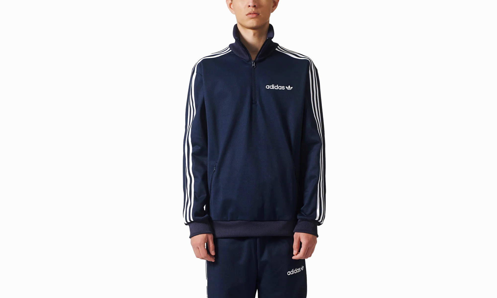 Originals Minoh Half Zip Pullover Track Jacket "Legend Ink / White" Smile Ease AdjustableHemline