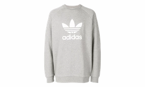 Originals Trefoil Warm-Up Crew Sweatshirt "Medium Grey Heather" Convertible Style Tribal Soul