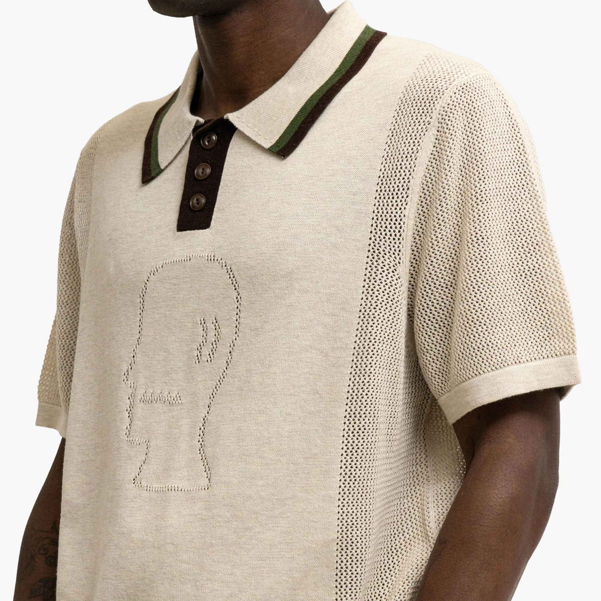 Brain Dead Logo Head Polo Natural Customizable Option Subtle Print