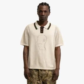 Subtle Details Premium Feel Brain Dead Logo Head Polo Natural