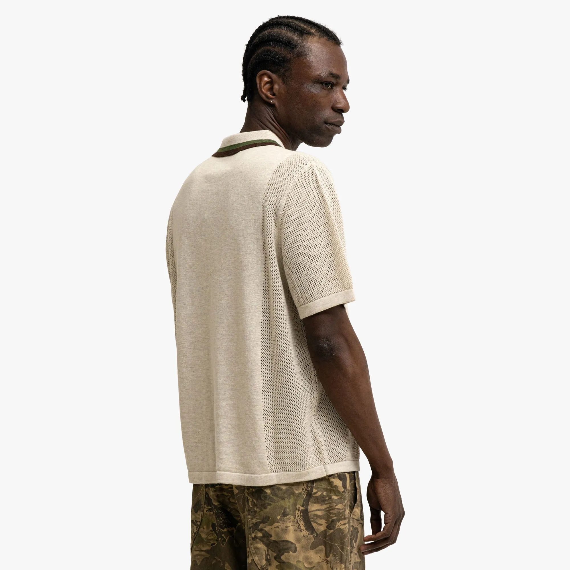 Brain Dead Logo Head Polo Natural Animal Print