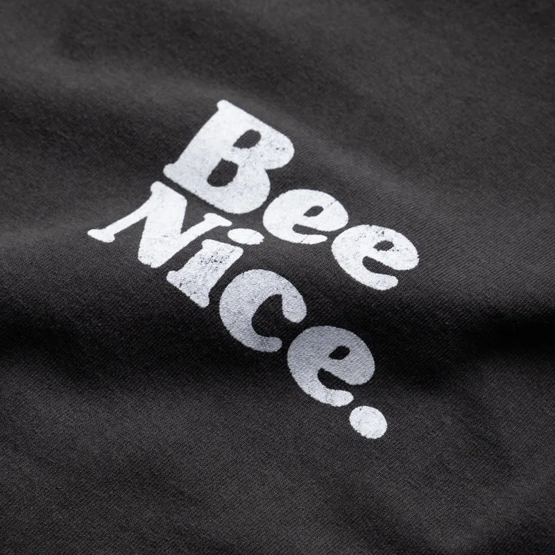 Politics Busy Being Nice Core Tee - Black rolled sleeves Skinny