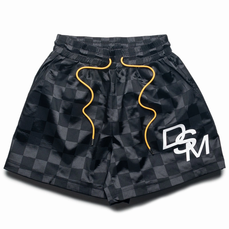 Move Easy Diet Starts Monday Checkered Shorts - Black
