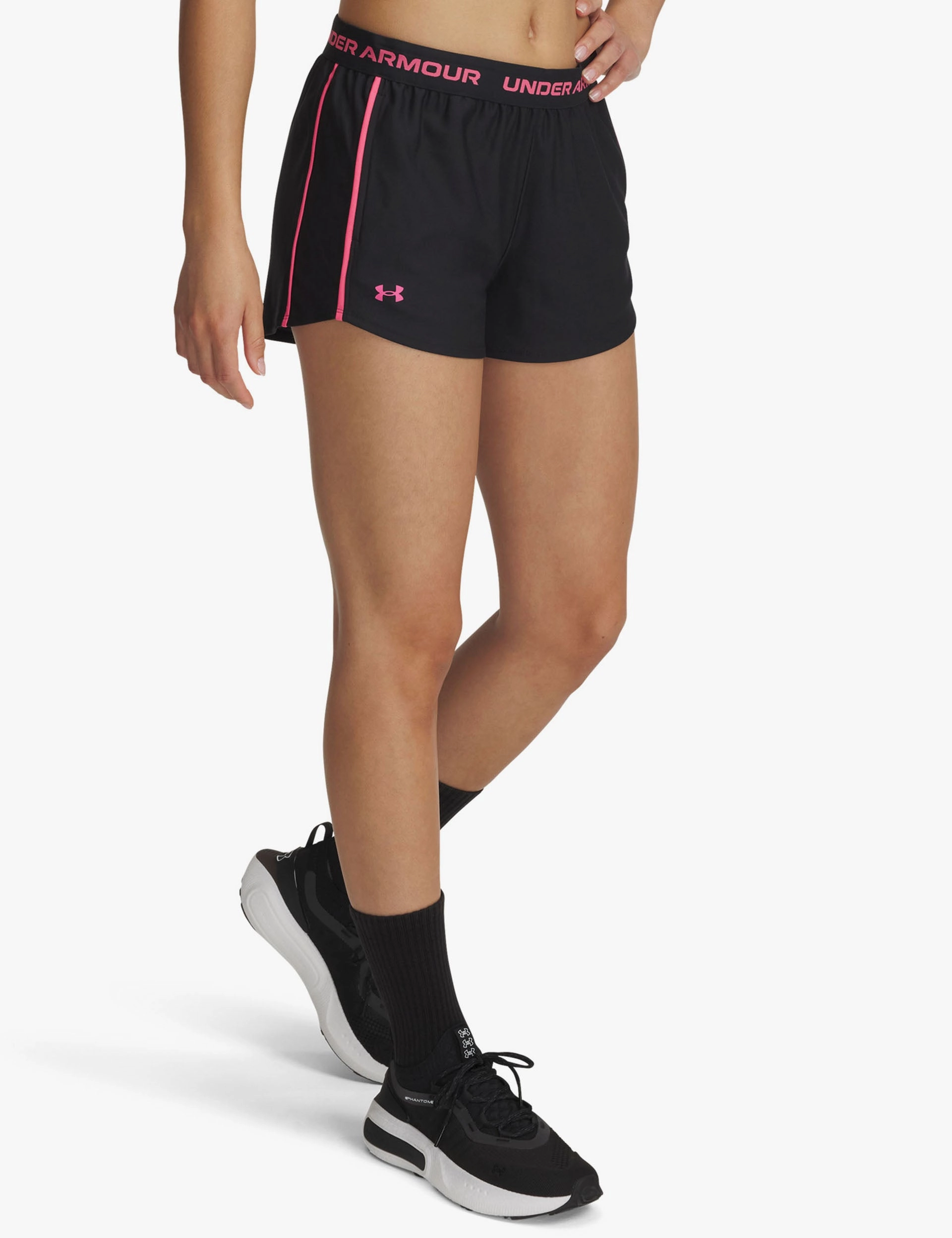 UA Tech Play Up Shorts - Black/Super Pink Classic Shorts summer breeze