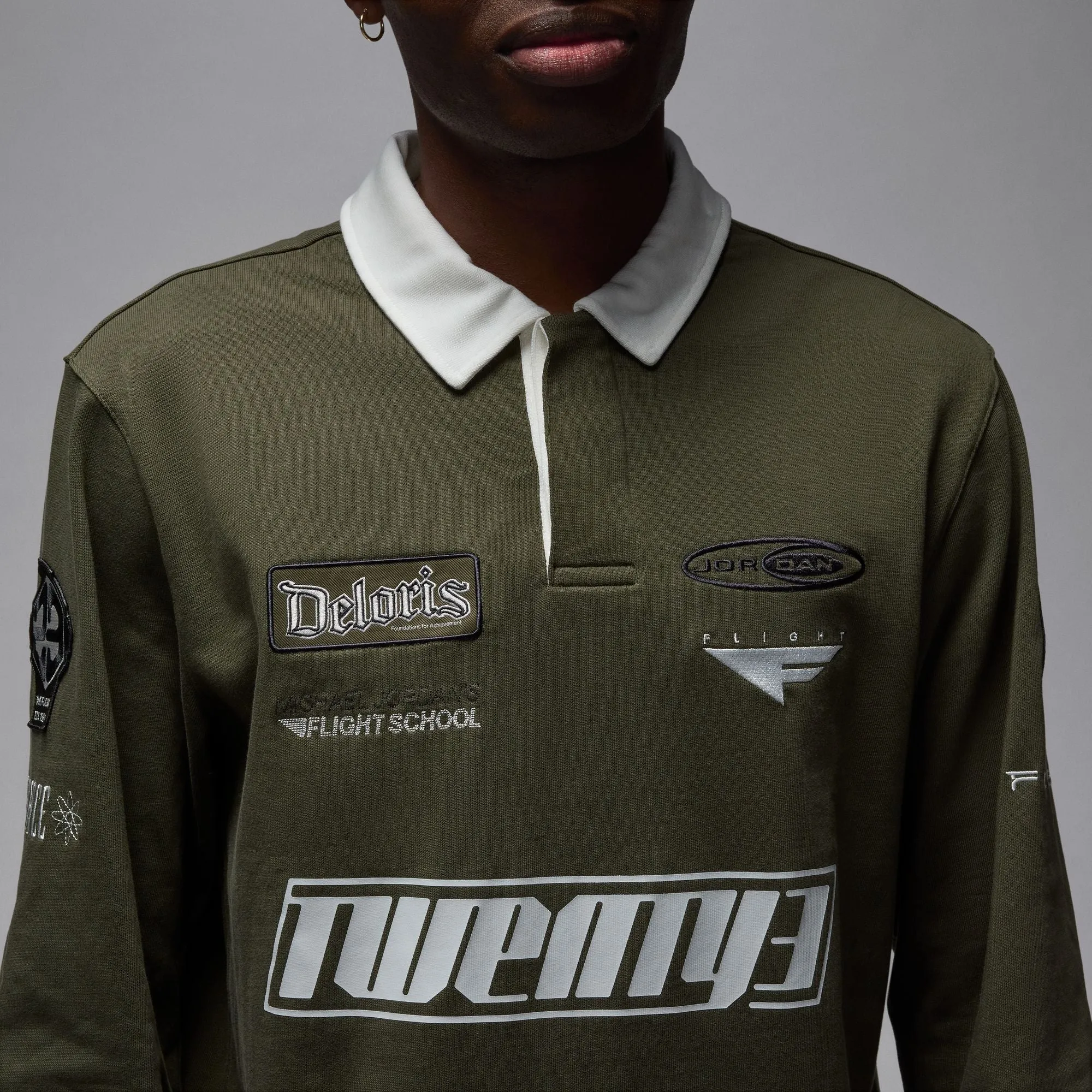 Jordan Long-Sleeve Rugby Top (Cargo Khaki) LayeredNeckline NonBindingEdges
