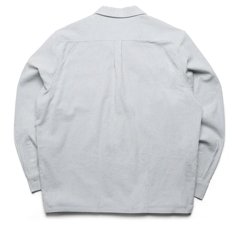 Minimalist fashion High-End Look Malbon Golf Saint Tropez Seersucker L/S Shirt - Blue