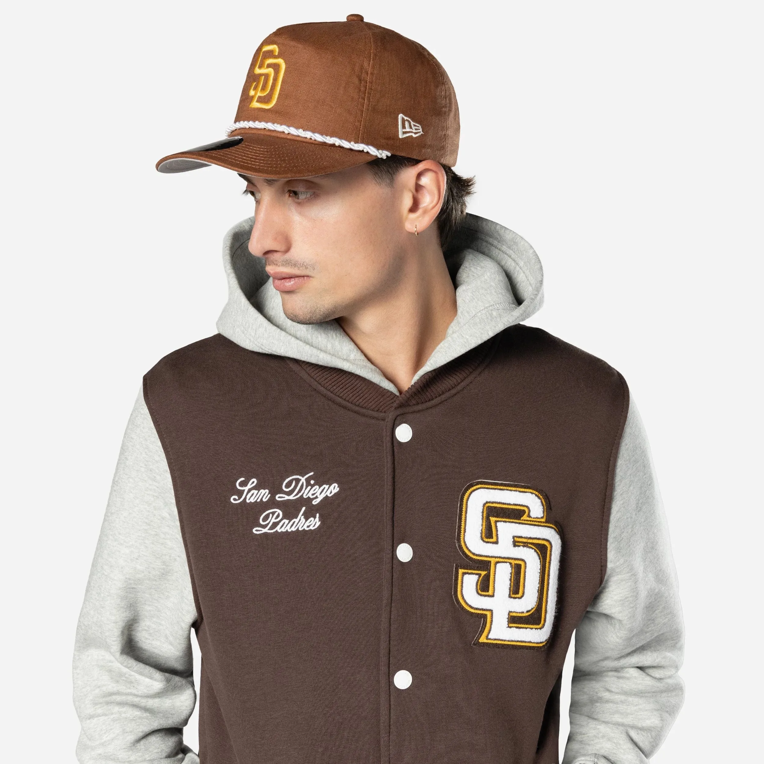 Padres Snap Front Fleece Jacket - Mens HiddenZipperClosure