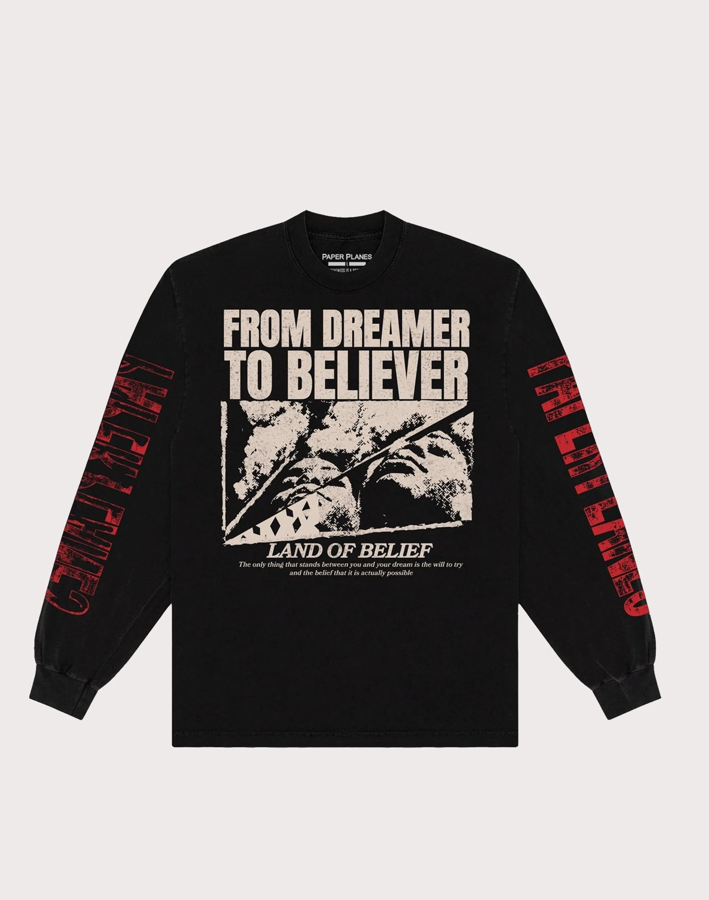 Paper Planes Ip Holdings Llc Dreamer to Believer Long-Sleeve Tee ElasticCuffDesign