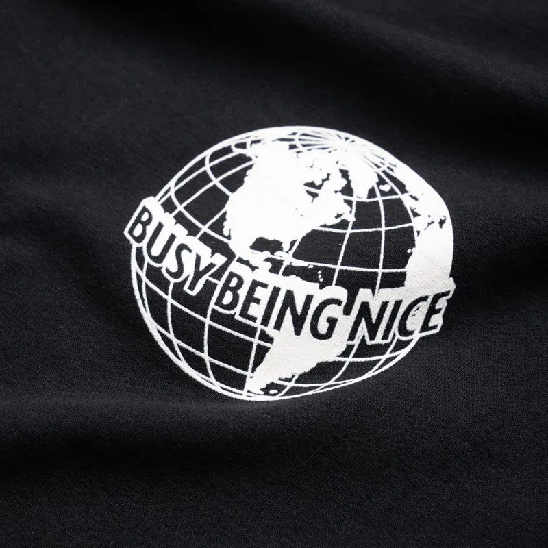 student football event Politics Busy Being Nice Worldwide Tee - Black