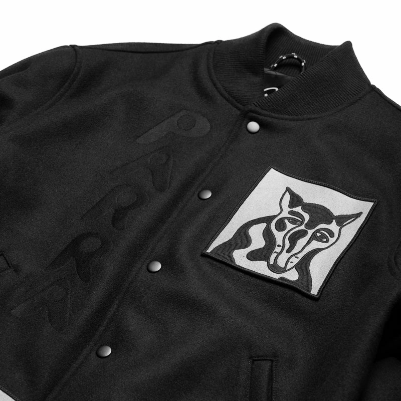 Parra Dog Faced Varsity Jacket - Black Comfortable-fit