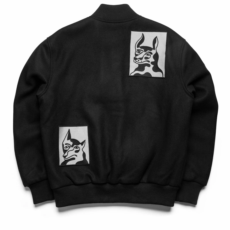 Philanthropy Parra Dog Faced Varsity Jacket - Black