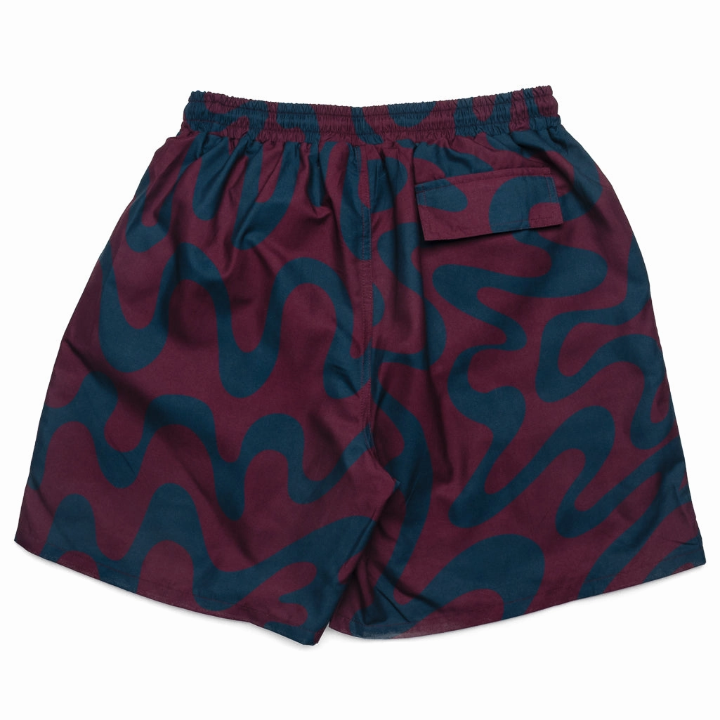 Parra Splashed Swim Shorts - Burgundy tall sizing Stretchy Waist