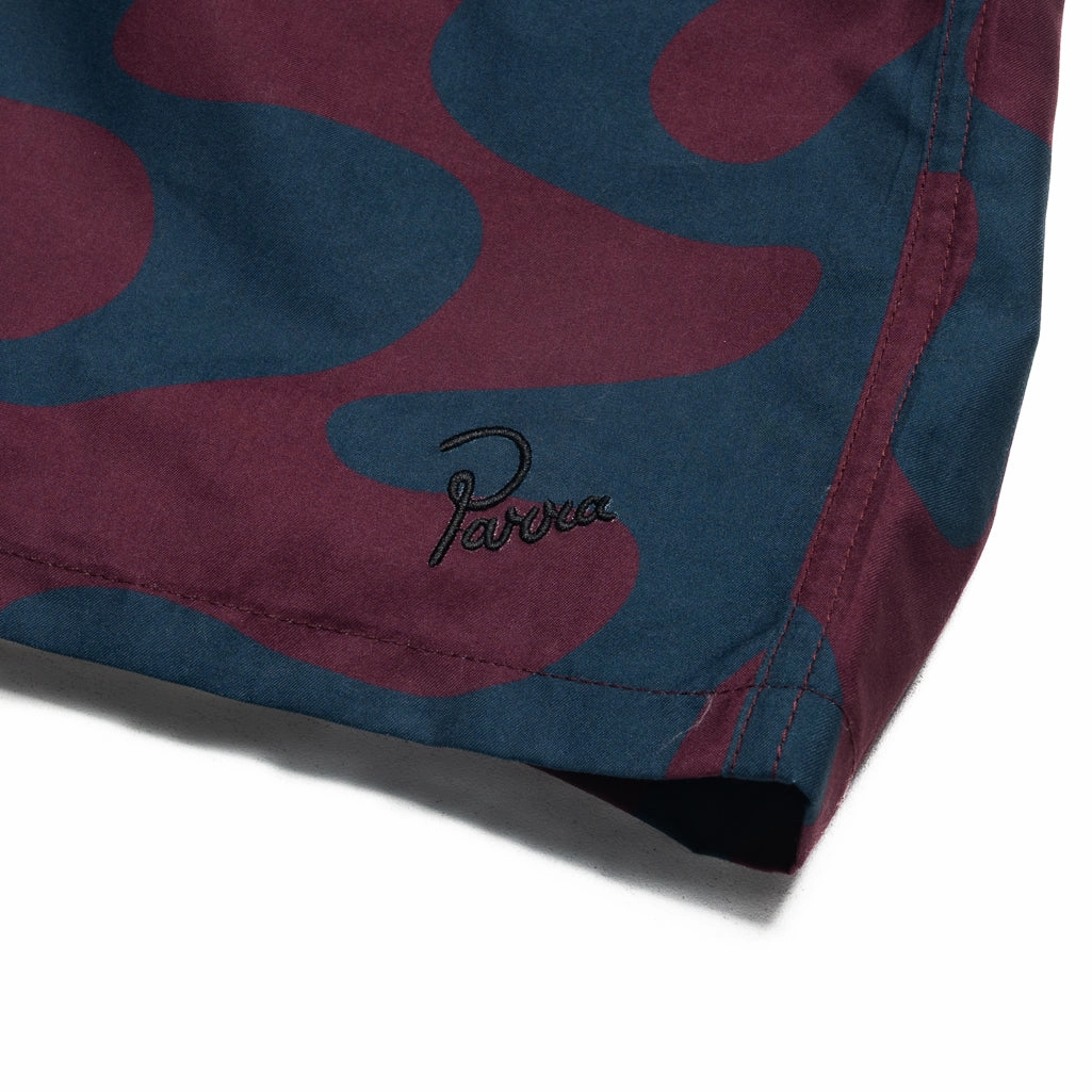Fashion Forward Travel Ready Parra Splashed Swim Shorts - Burgundy