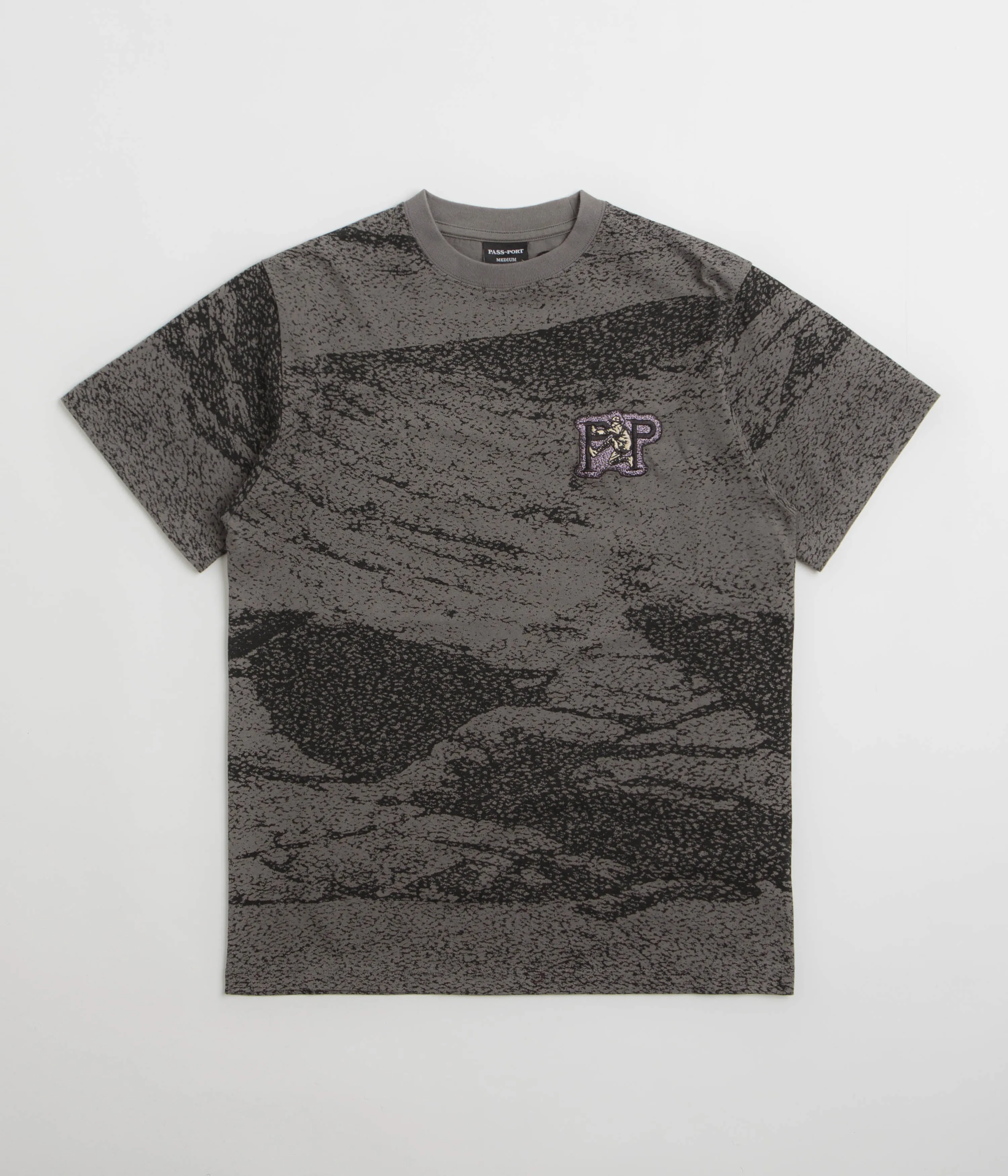 Pass Port Cave-In T-Shirt - Charcoal subtle hem Beach Style