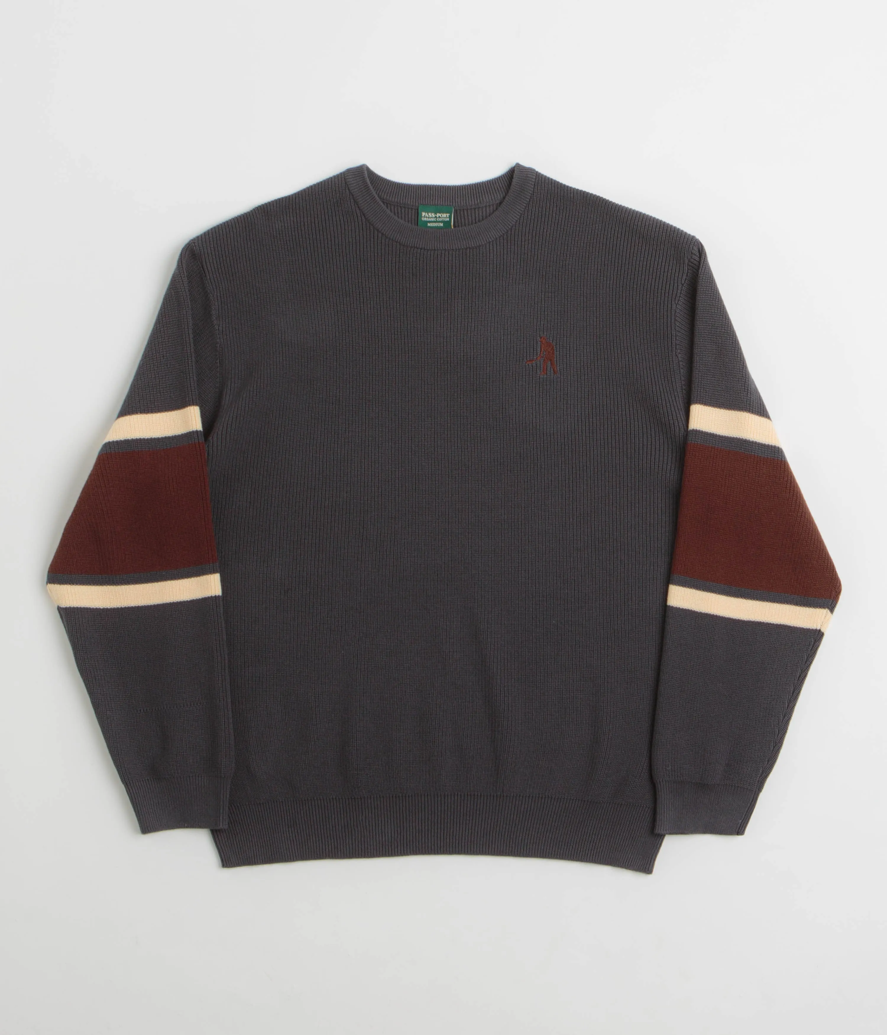 Pass Port Organic Cotton Stripe Knit Sweatshirt - Slate Personalized solo wear