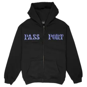 Leather Accents PASS~PORT Glint Zip Hoodie - Black