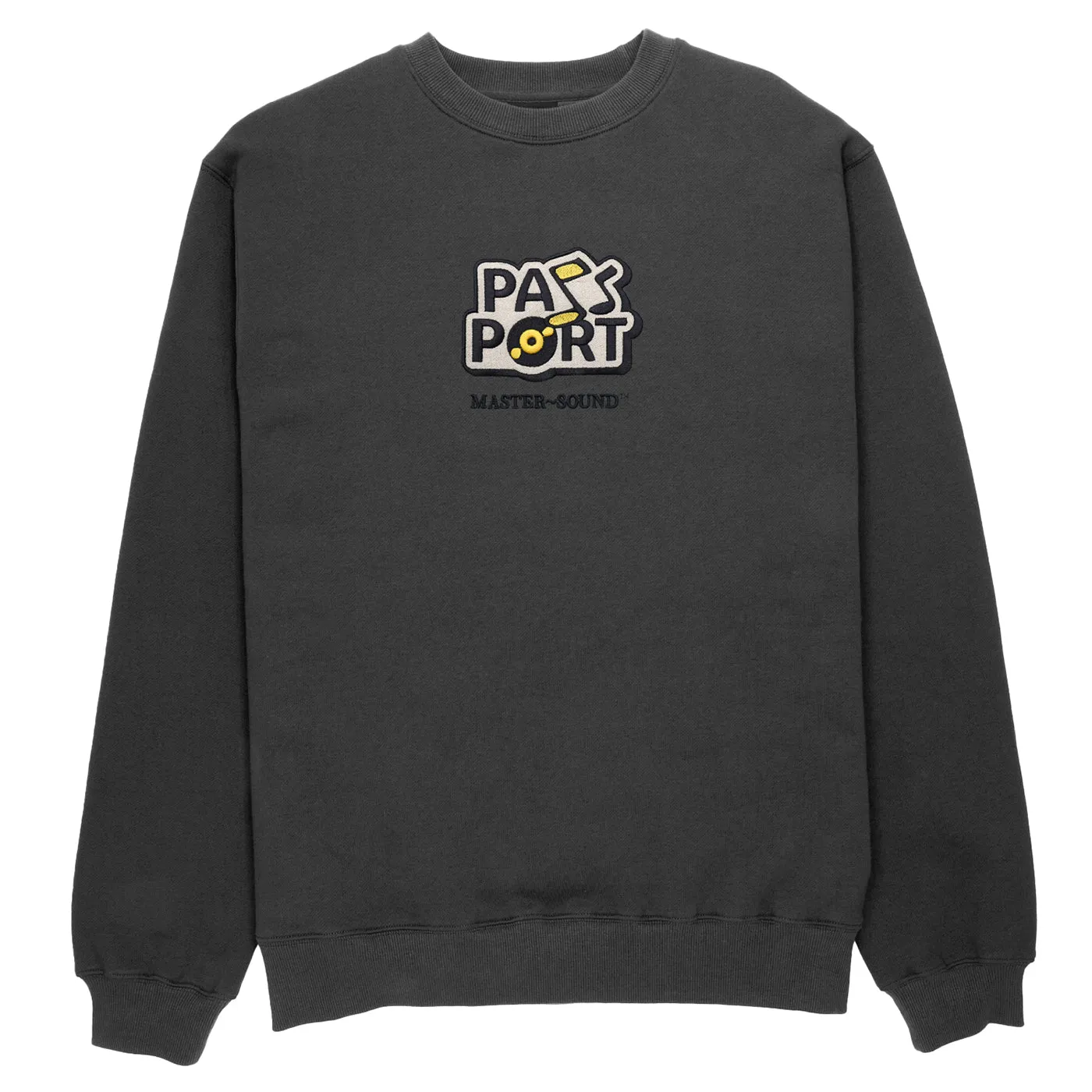 Graphic Design Eco-friendly PASS~PORT Master-Sound Embroidered Crew Sweatshirt - Tar