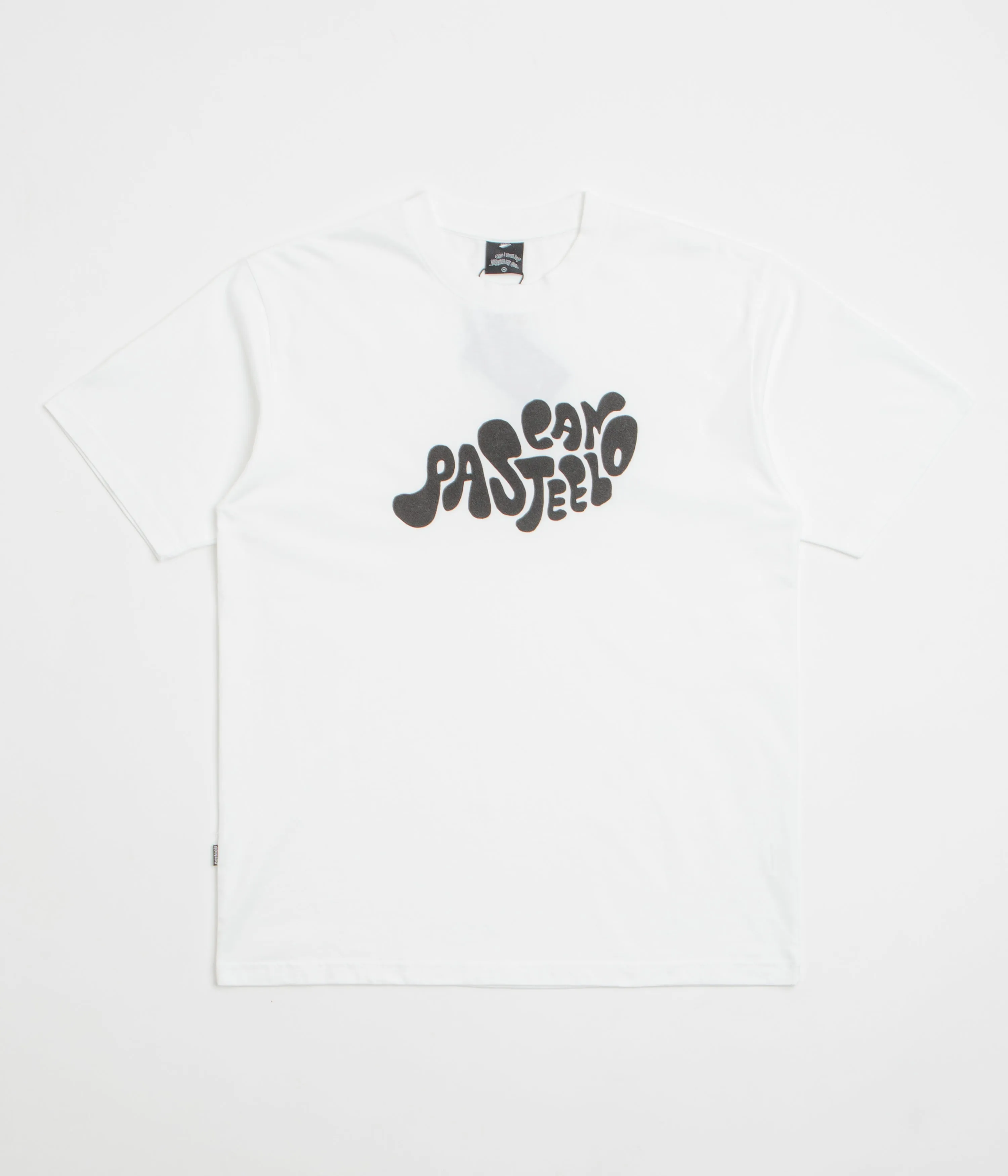 Snap Buttons Pasteelo Can Script T-Shirt - White