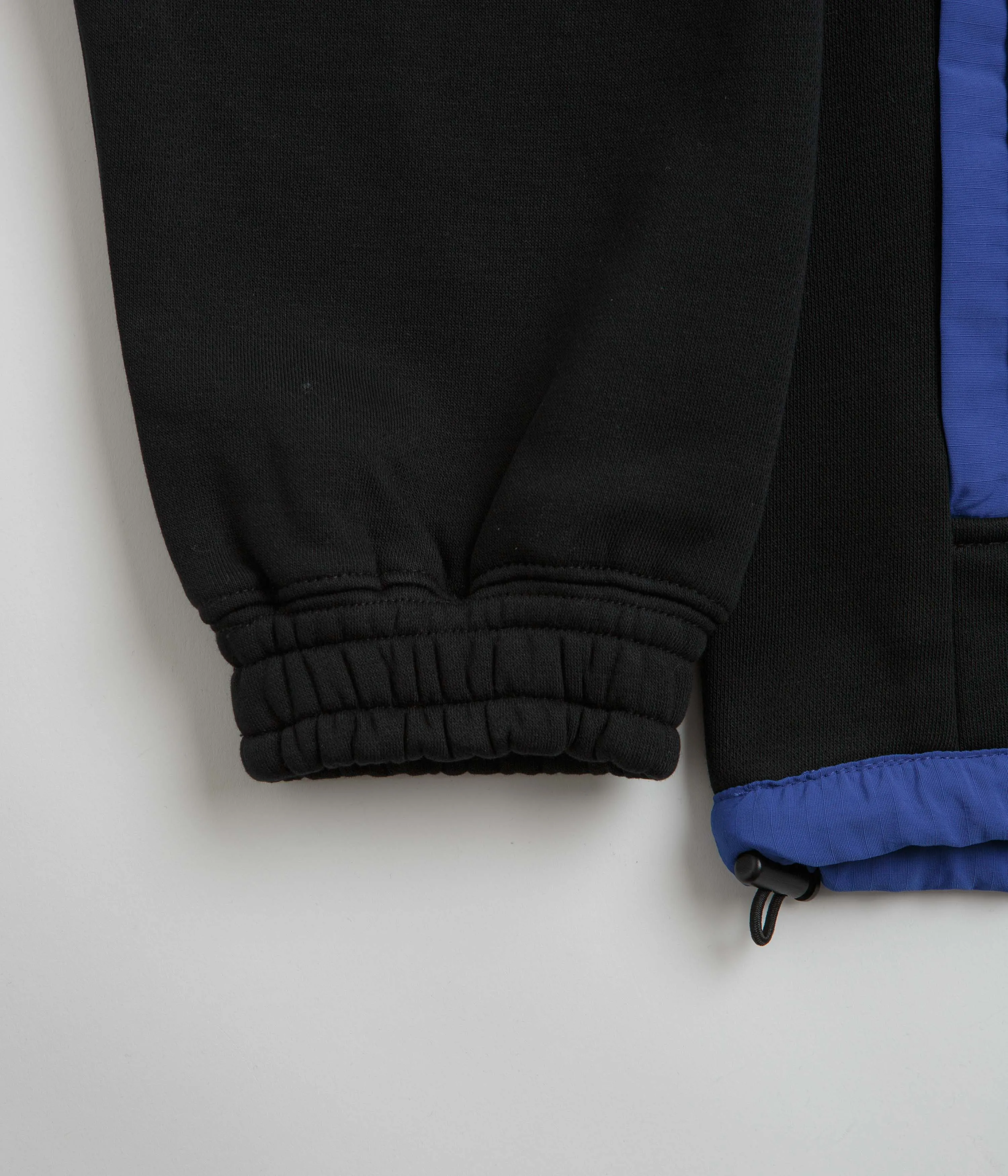 Luxury Drawstring Hood Pasteelo Contrast 1/4 Zip Sweatshirt - Black / Royal