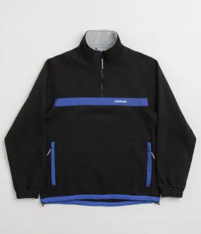 Minimalist Design Pasteelo Contrast 1/4 Zip Sweatshirt - Black / Royal