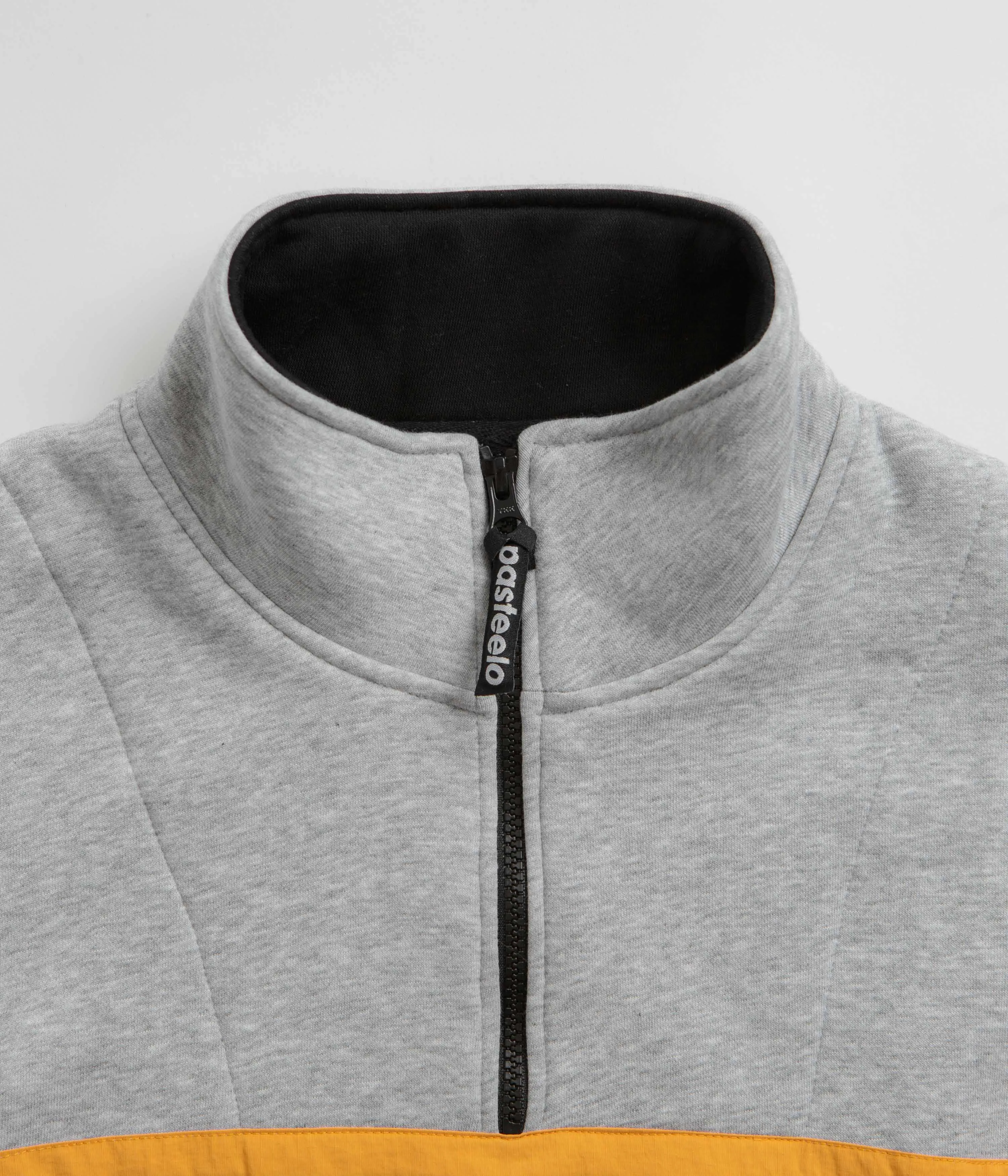 Pasteelo Contrast 1/4 Zip Sweatshirt - Heather Grey / Gold Geometric Print