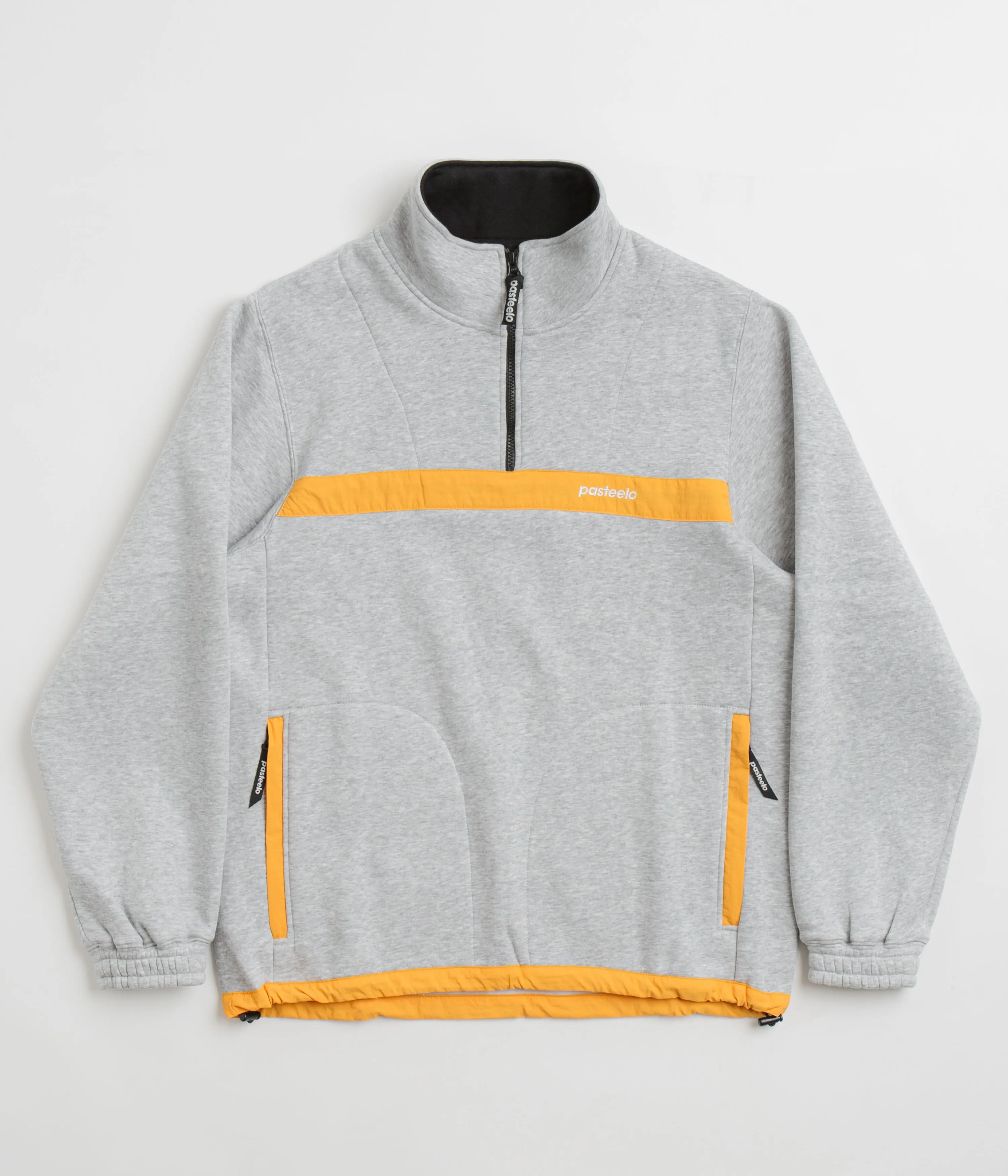 Pasteelo Contrast 1/4 Zip Sweatshirt - Heather Grey / Gold Practical Coffee Shop