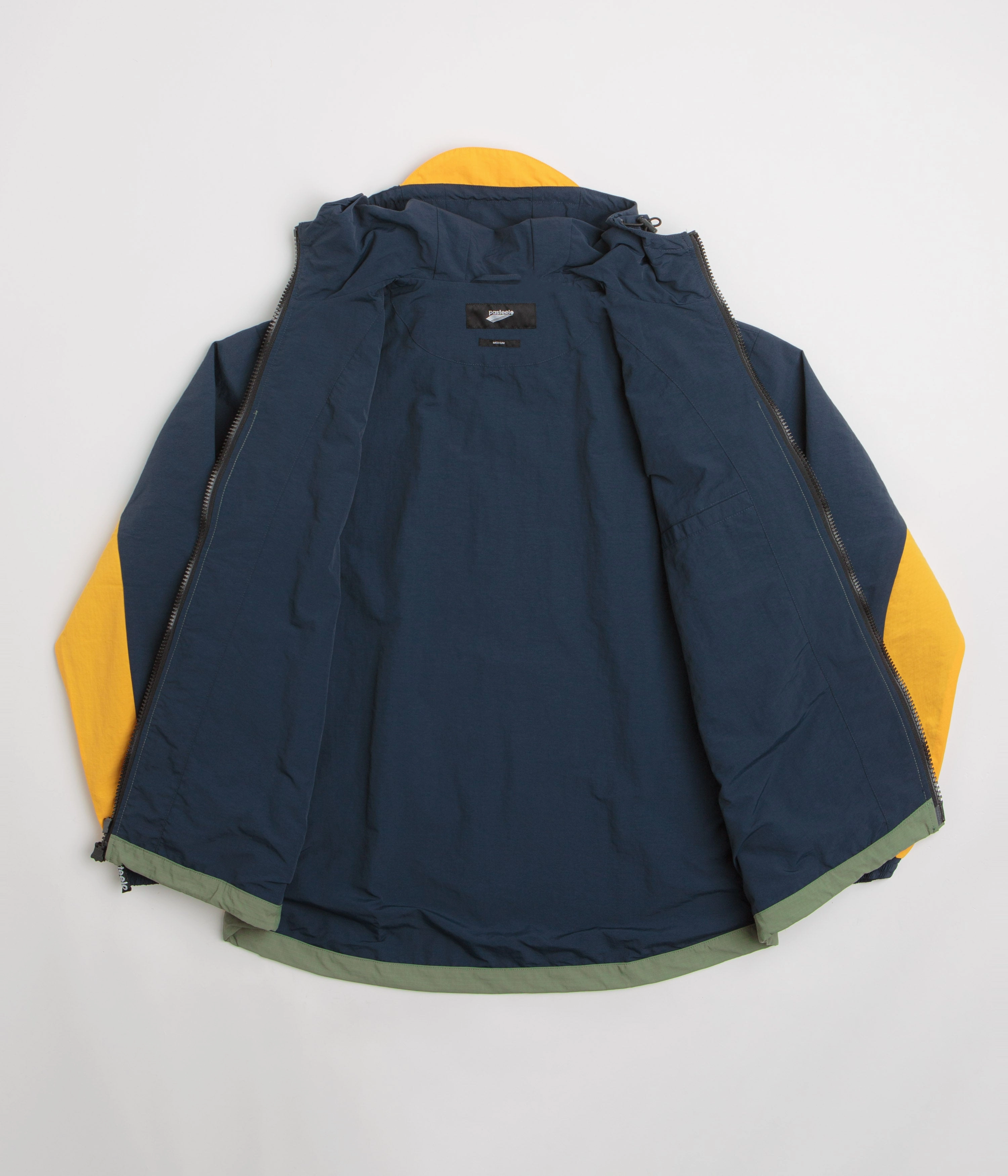 Forget Pasteelo Hooded Windbreaker Jacket - Navy / Olive / Gold