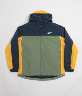 Forgiveness Pasteelo Hooded Windbreaker Jacket - Navy / Olive / Gold