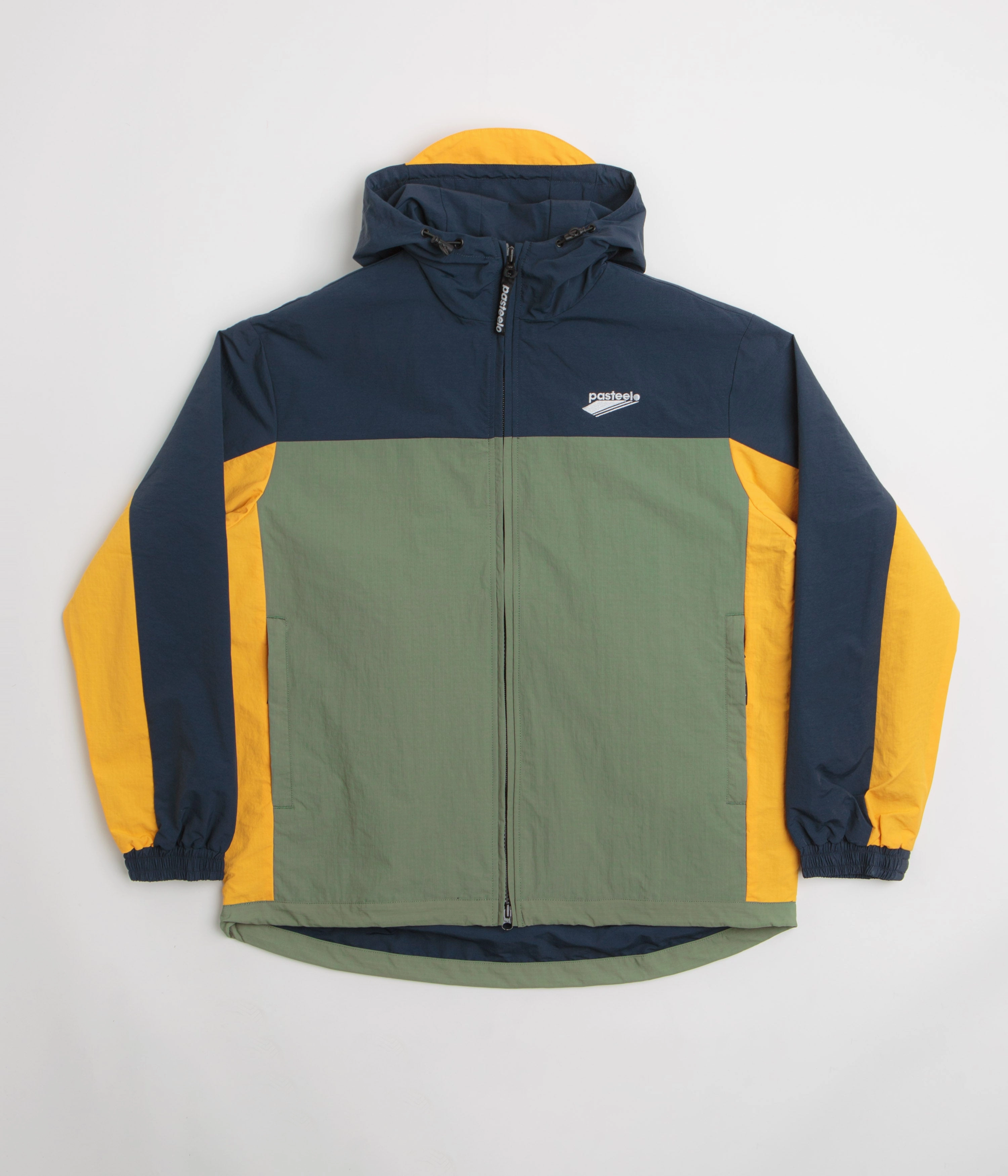 Forgiveness Pasteelo Hooded Windbreaker Jacket - Navy / Olive / Gold
