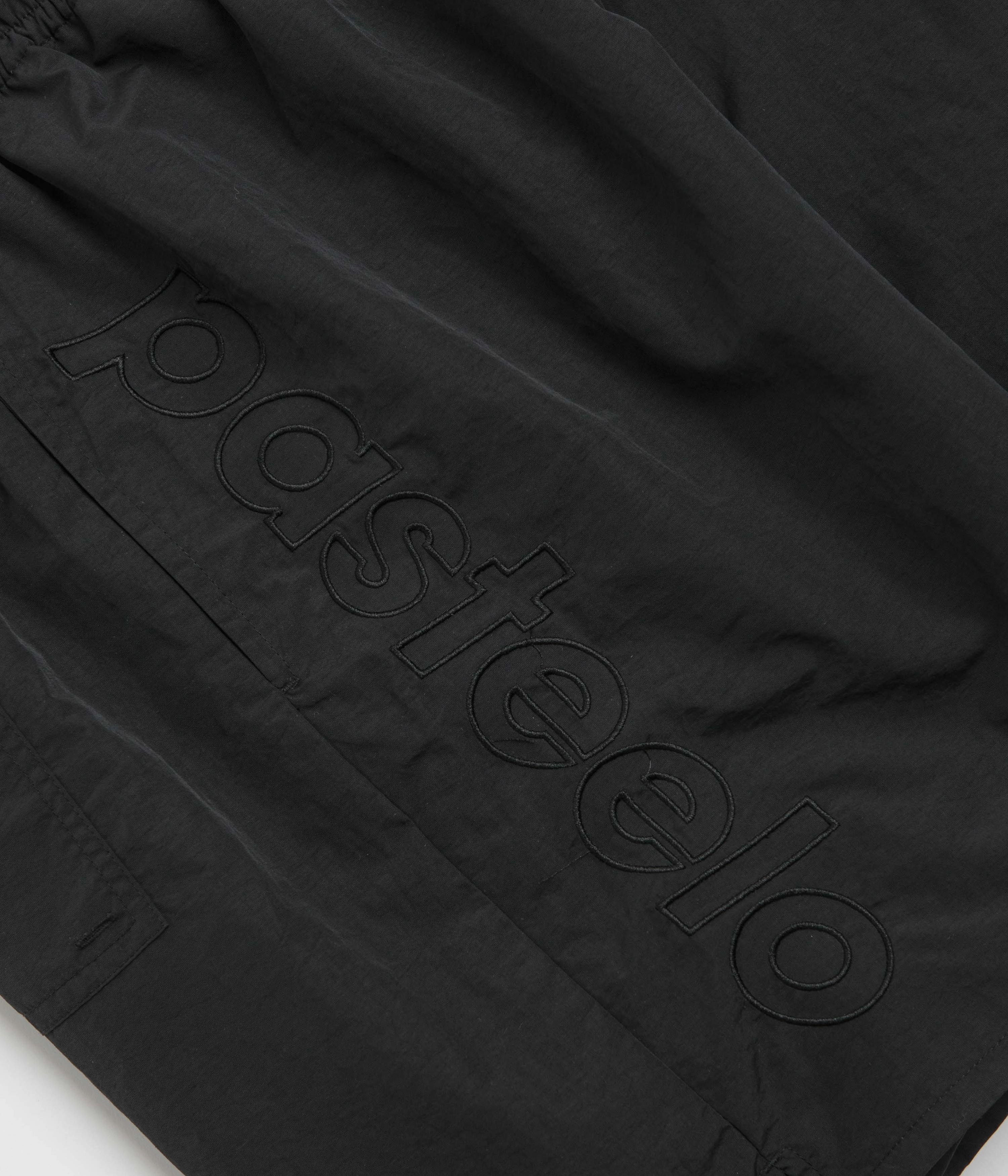 Pasteelo Script Active Shorts - Black Leather shorts Tear Resistant Weave