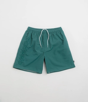 Pasteelo Script Active Shorts - Dark Teal Wind Resistant Panels Lounge Wear